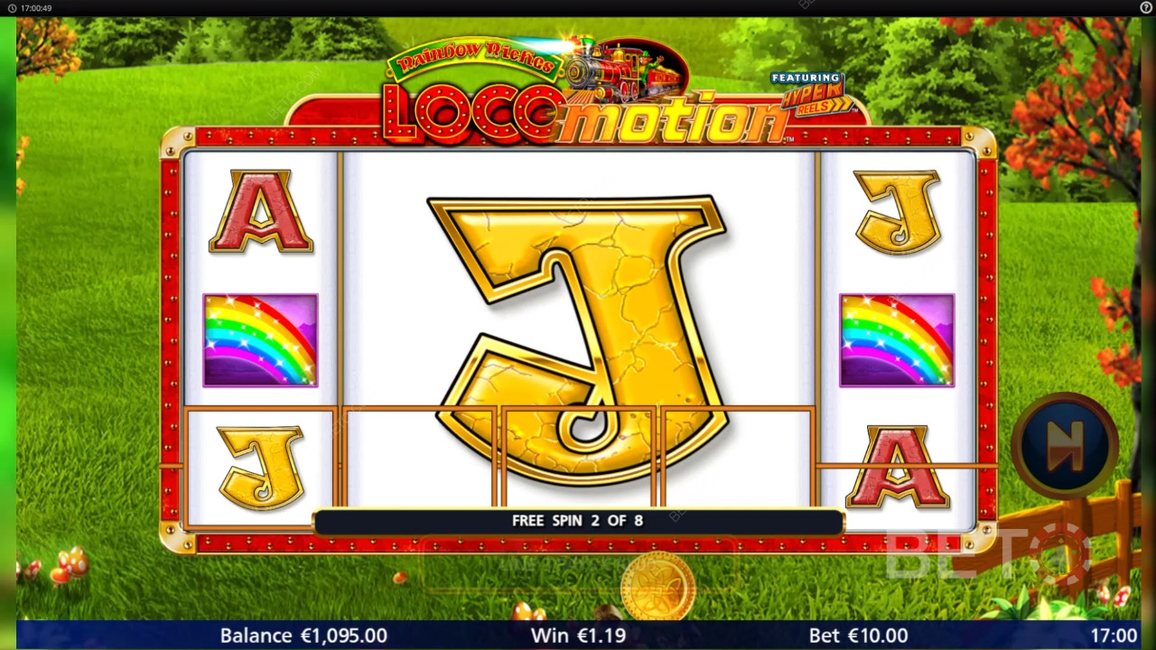 Rainbow Riches लोकोमोशन ऑनलाइन स्लॉट में अपनी शर्त का 1,037 गुना जीतें!