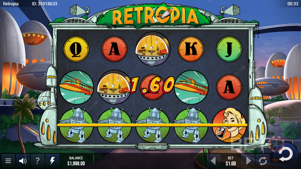 Retropia स्लॉट मशीन में 25 पेलाइन का लाभ उठाएं और आसान जीत हासिल करें