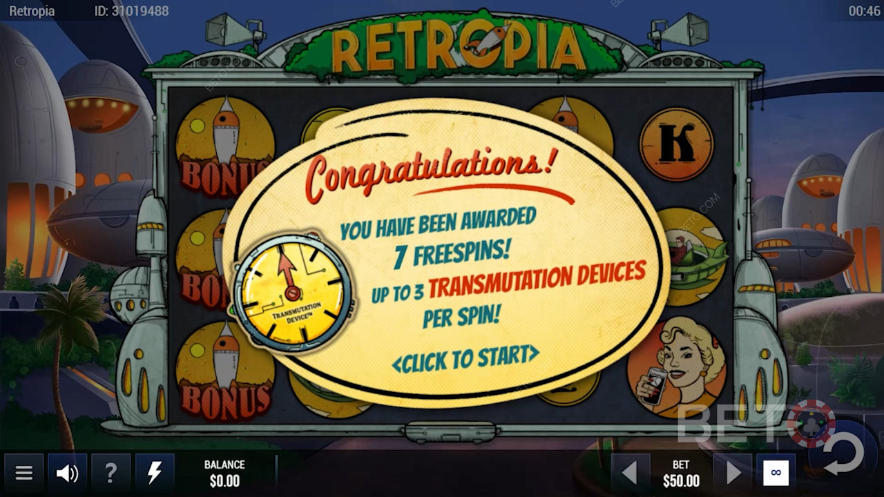 Retropia स्लॉट में 5 स्कैटर लाएँ और 7 निःशुल्क स्पिन पाएँ