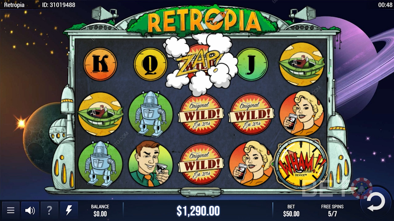 भविष्यवादी Retropia ऑनलाइन स्लॉट का आनंद लें