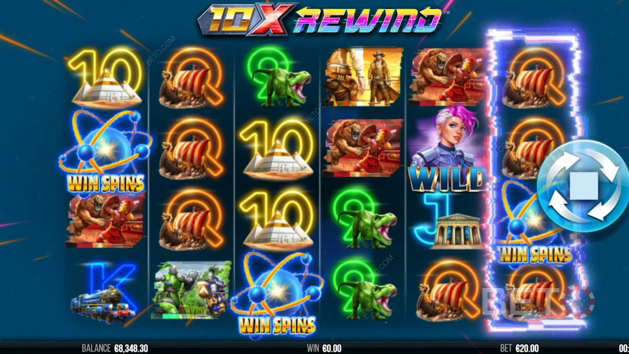 10x Rewind स्लॉट में भविष्यवादी ग्राफिक्स और थीम