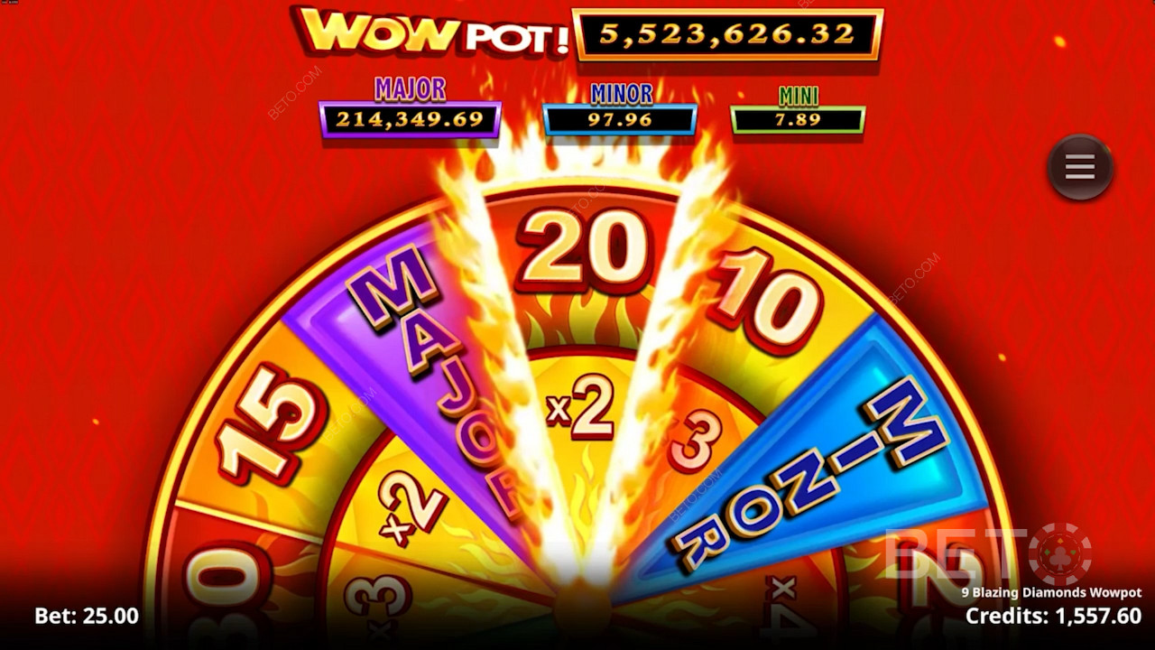 9 Blazing Diamonds Wowpot स्लॉट में अविश्वसनीय वॉवपॉट जैकपॉट पुरस्कारों पर एक शॉट लें