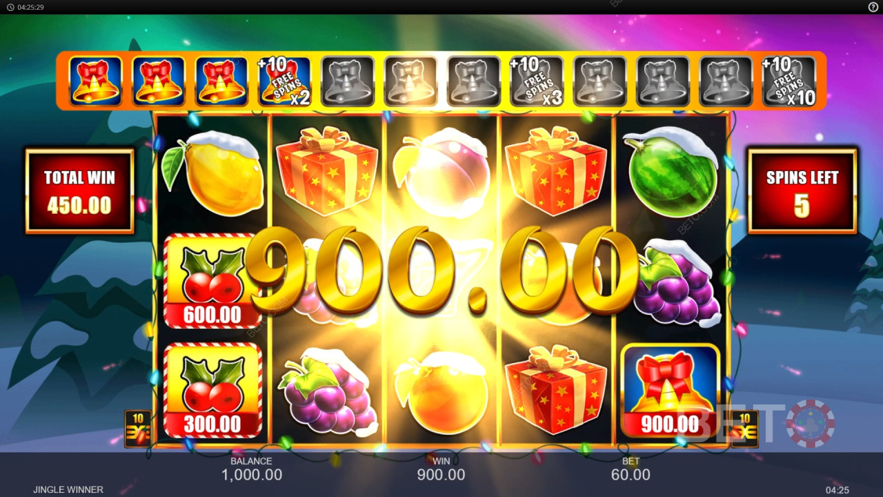 जिंगल विनर स्लॉट में अपनी शर्त का 3,333 गुना जीतें!