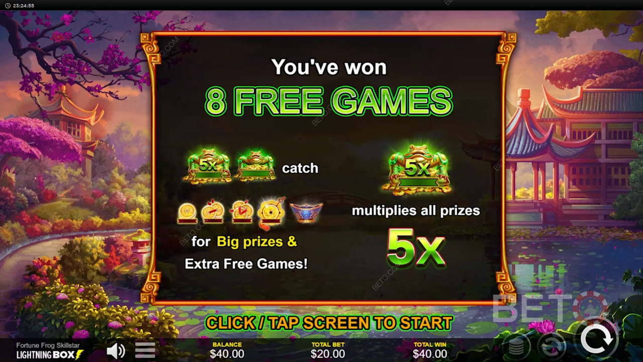 Fortune Frog Skillstar स्लॉट गेम के साथ बड़ी जीत हासिल करें - आपकी शर्त के 4,672x मूल्य की अधिकतम जीत