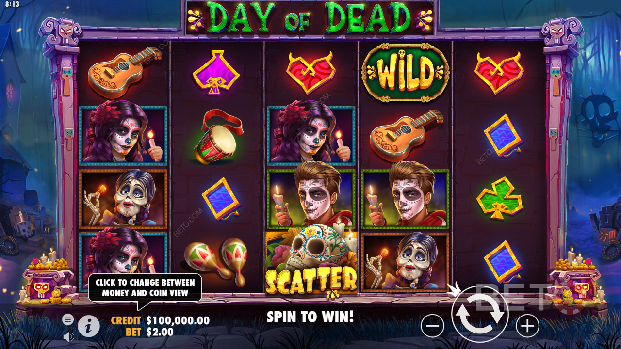 Day of Dead स्लॉट मशीन में डरावनी थीम का आनंद लें