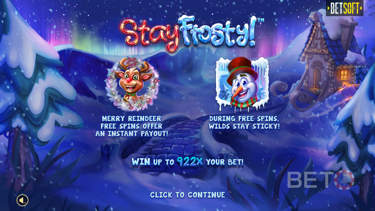 Stay Frosty में इंट्रो स्क्रीन! मेरी रेनडियर फ्री स्पिन्स और आपकी शर्त का 922 गुना अधिकतम जीत!