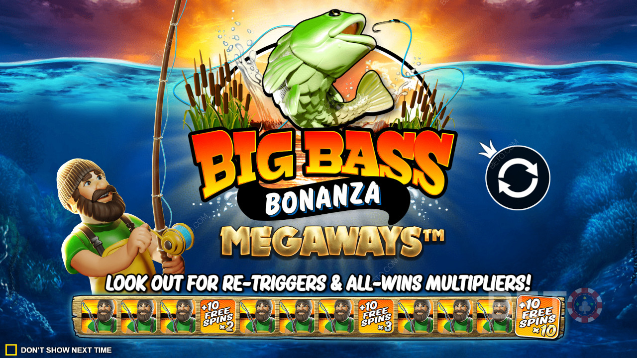Big Bass Bonanza Megaways स्लॉट में विन मल्टीप्लायर के साथ फ्री स्पिन रीट्रिगर का आनंद लें