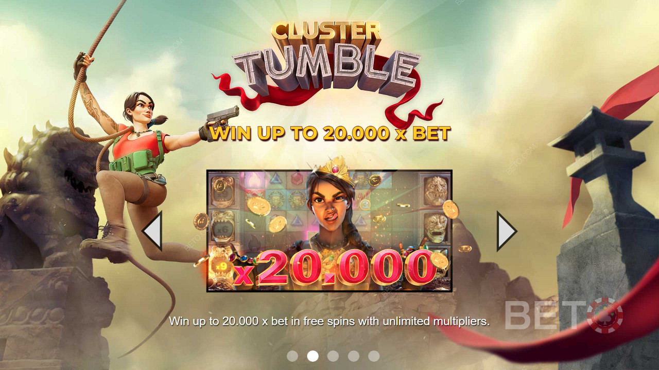 Cluster Tumble ऑनलाइन स्लॉट में दांव के मूल्य का 20,000 गुना तक जीतें
