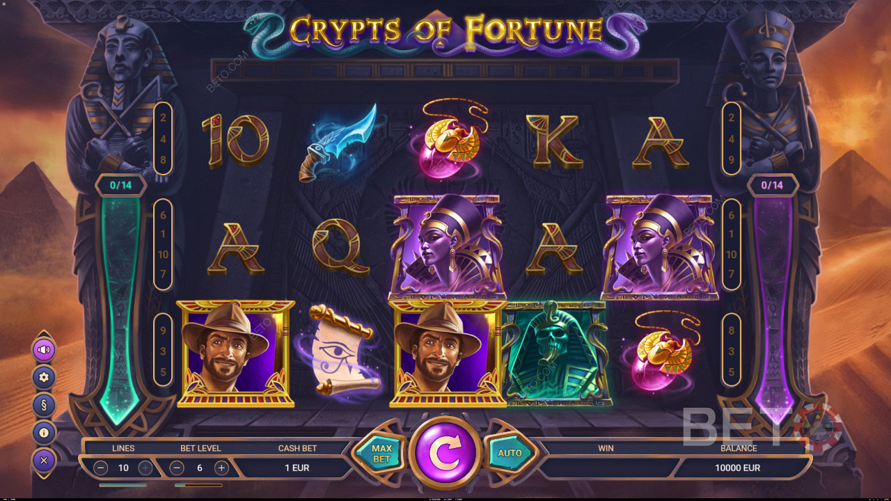 Crypts of Fortune स्लॉट मशीन में फ्री स्पिन को ट्रिगर करने के लिए स्कैटर इकट्ठा करें