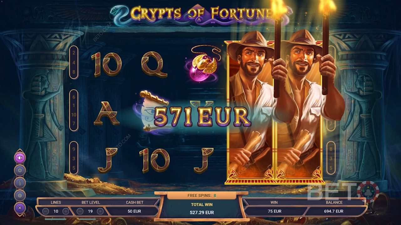 Crypts of Fortune स्लॉट में फ्री स्पिन्स में विस्तारित प्रतीकों का आनंद लें