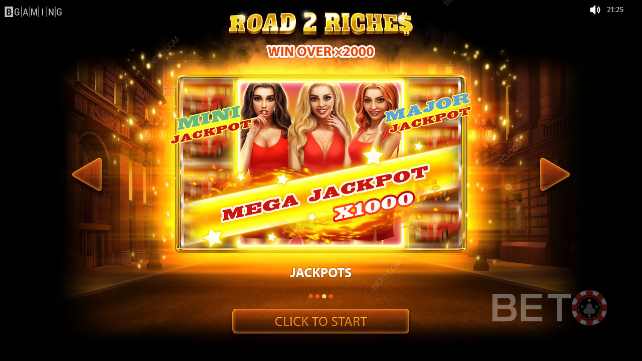 Road 2 Riches का मेगा जैकपॉट 1,000x मूल्य का