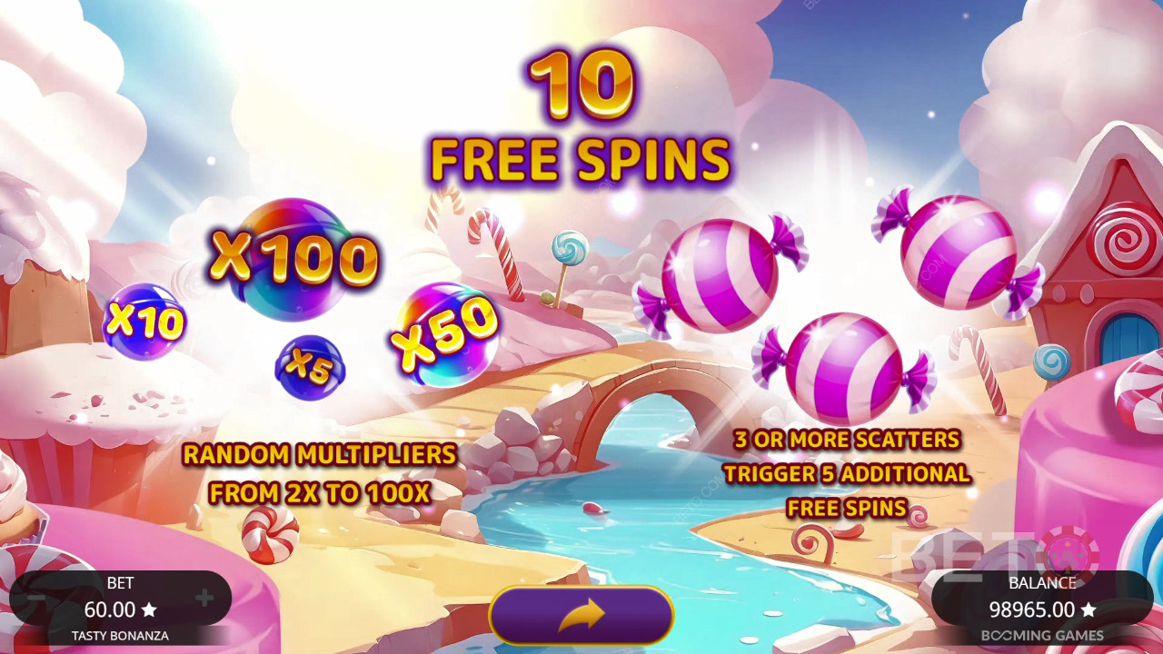 टेस्टी बोनान्ज़ा स्लॉट मशीन में अपनी शर्त का 6,500 गुना जीतें!