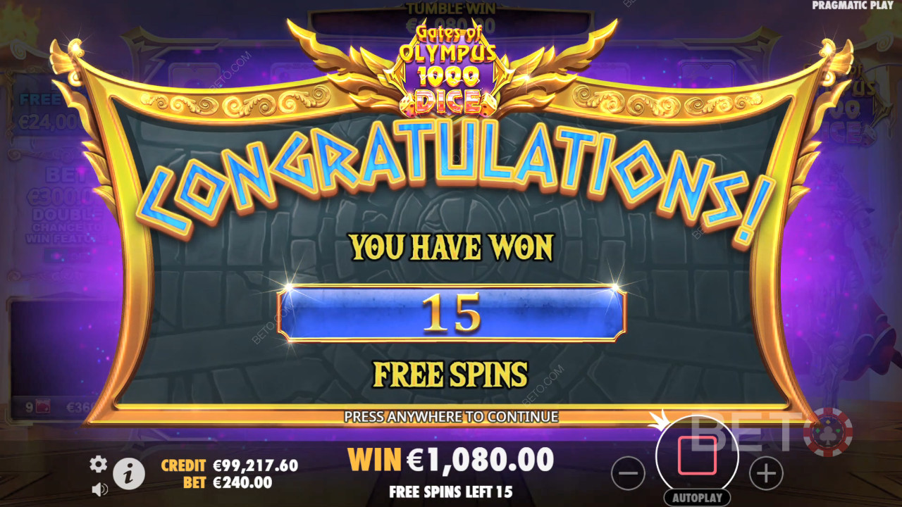 Gates of Olympus 1000 डाइस स्लॉट में अपनी शर्त का 15,000 गुना जीतें!