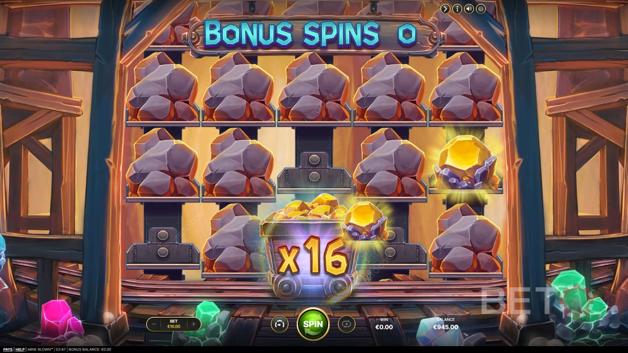 NetEnt द्वारा निर्मित Mine Blown में बोनस फीचर्स की व्याख्या