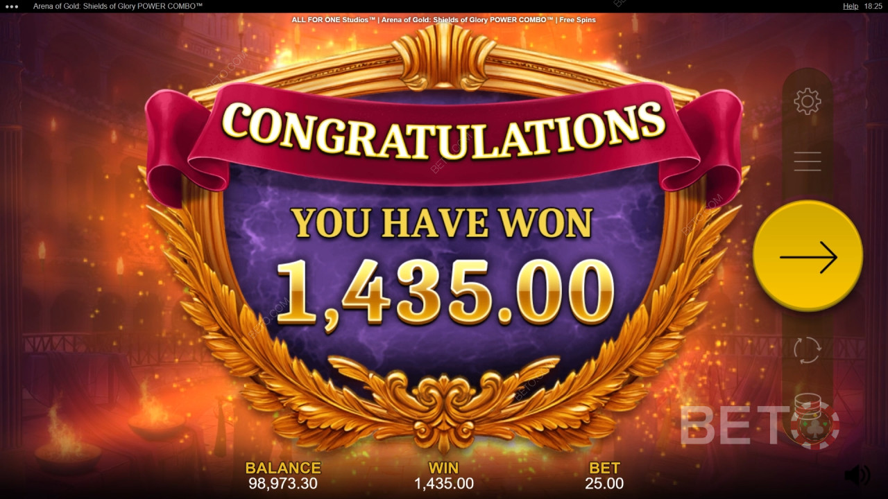 Arena of Gold: Shields of Glory Power Combo Video Slot में अपनी शर्त का 10,000 गुना जीतें!