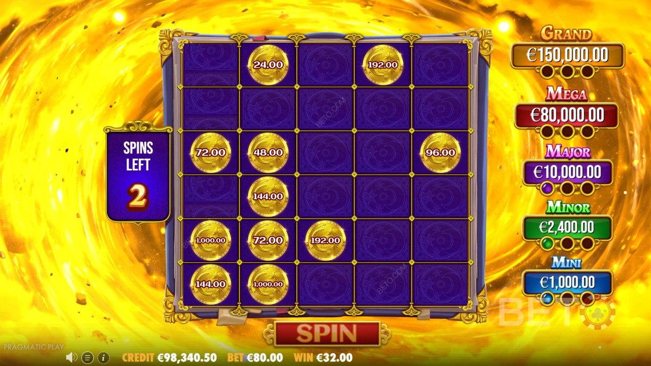 Pragmatic Play द्वारा निर्मित स्पेलमास्टर में बोनस सुविधाओं की व्याख्या