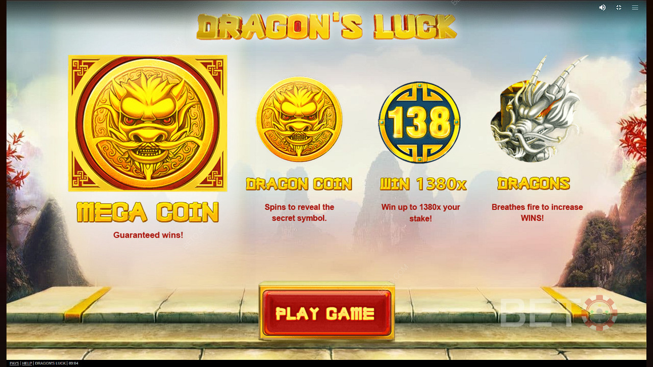 आज ही ड्रैगन्स लक खेलें और अपनी कुल शर्त से 1,380 गुना तक के नकद पुरस्कार जीतें