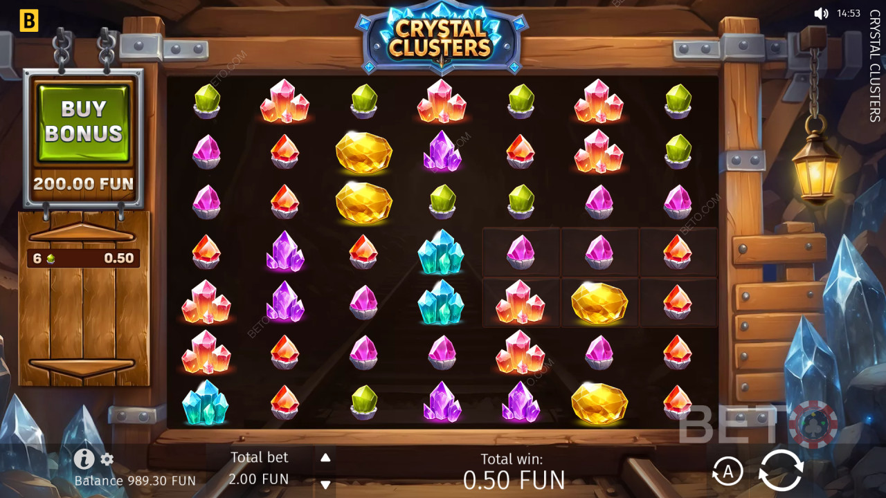 BGaming द्वारा Crystal Clusters में बोनस सुविधाओं की व्याख्या