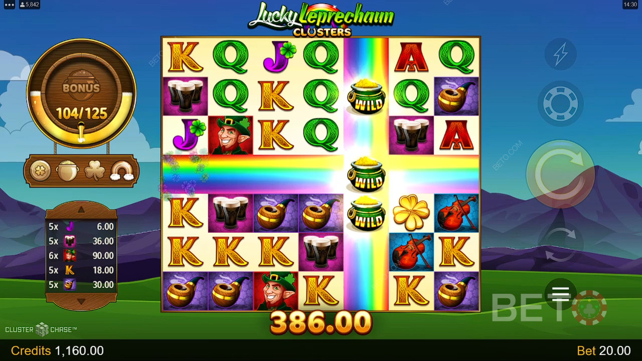 Microgaming द्वारा लकी लेप्रेचुन क्लस्टर्स में बोनस सुविधाओं की व्याख्या
